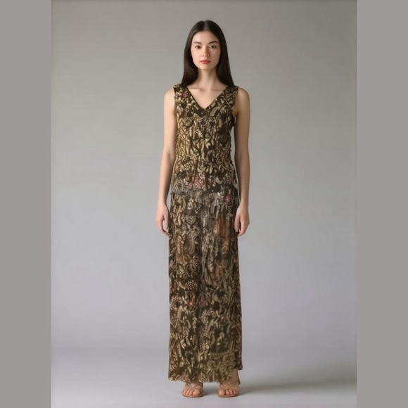 INC International Concepts Maxi Dress Ankle Ruffle Floral Paisley Size Small - Picture 1 of 7